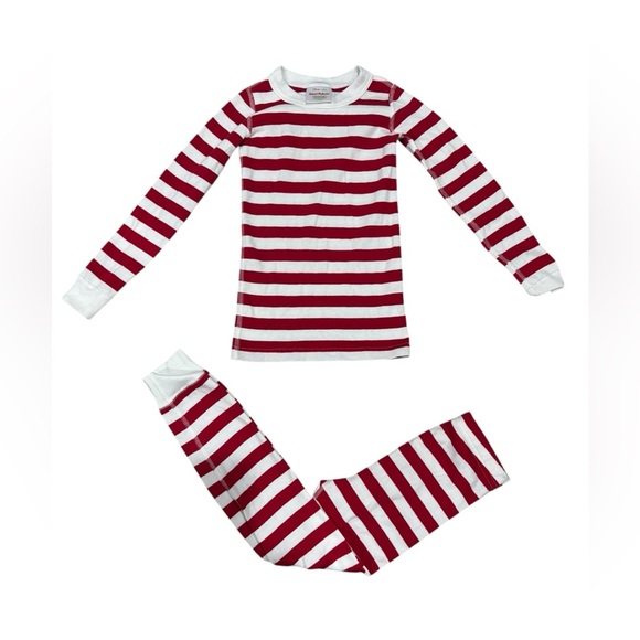 HANNA ANDERSSON STRIPE RED WHITE ORGANIC COTTON LONG JOHN PAJAMAS Size 110/5 - Picture 1 of 2